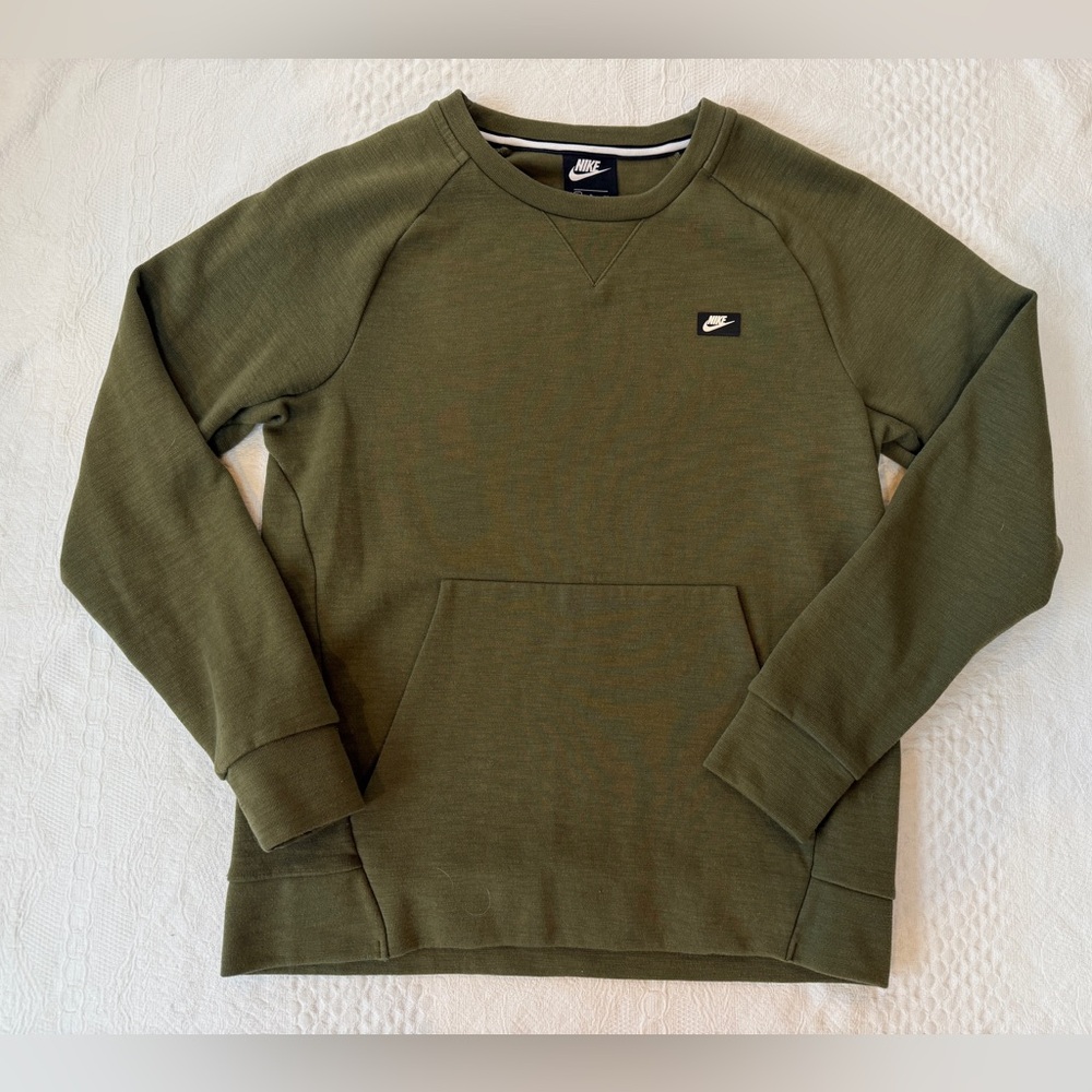 Nike Sportswear Optic Sweatshirt Mens Small Green Kangaroo Pocket Pullover Crew